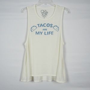 Chaser "tacos are my life" Tank, Hi-lo, Size M